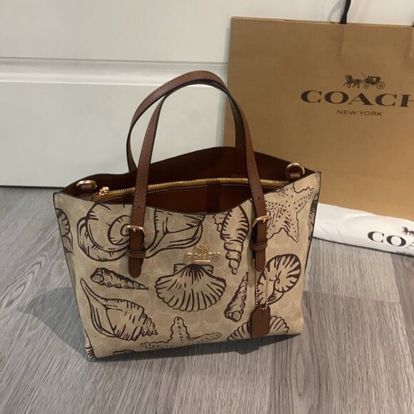 Coach Mollie Tote 25 CBH63 Ocean Shell Graffiti Bag - Picture 2 of 9